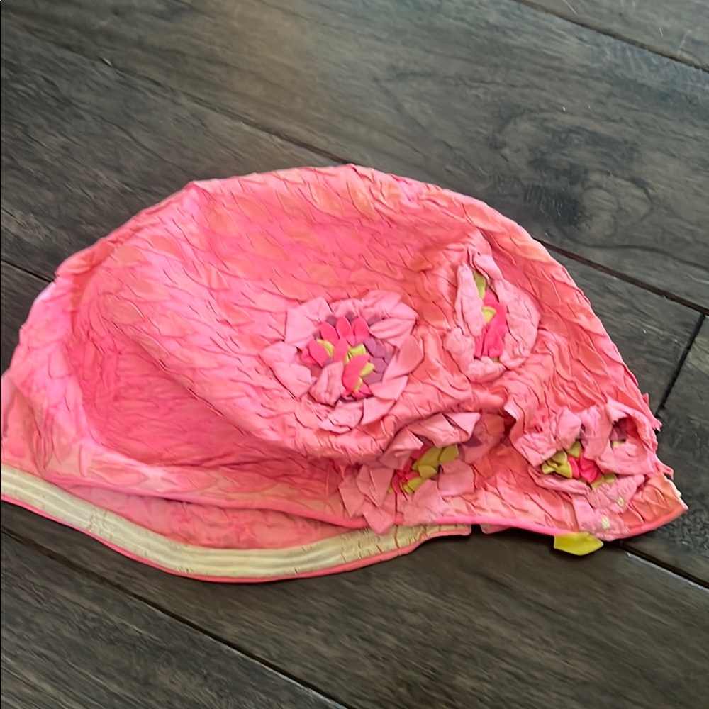 Vintage Pink Floral Swim Cap  not usable good for shadow box inspiration photo